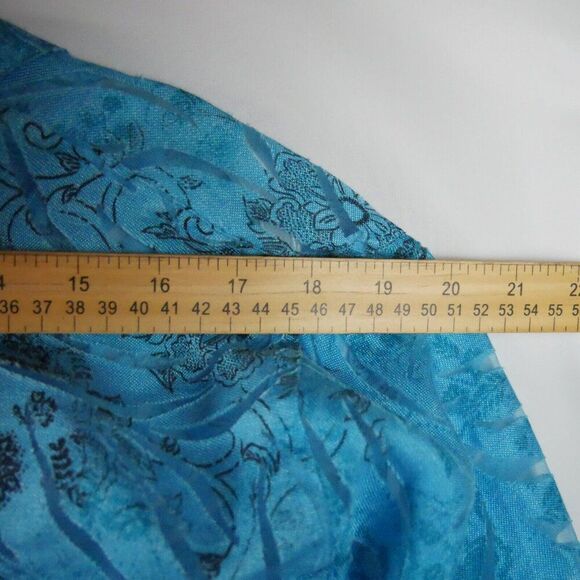 French Foundry Women's Size L Blue Semi Sheer Top 3/4 Long Sleeve Pocket Blouse - Picture 9 of 13